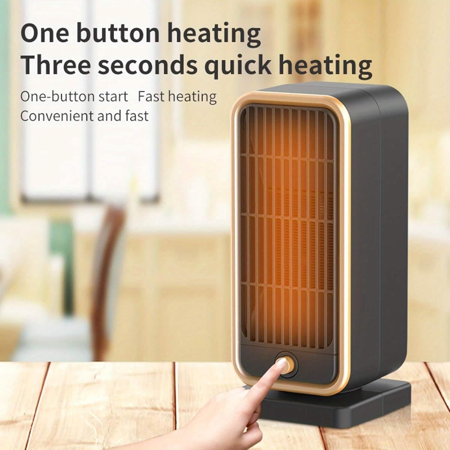 500W Portable Ceramic Space Heater with Safety Tip-Over Protection – Square Design
